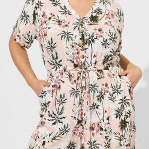 Rayon Slub Button Front Romper (Torrid, 3)